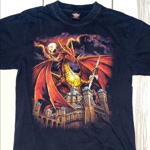 Vintage Rock‎ Eagle Dragon Medieval Castle Shirt